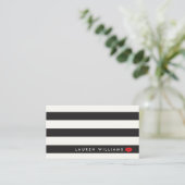 Carte De Visite Luxe Black/Ivory Stripes Rouge Lips Artiste maquil (Debout devant)