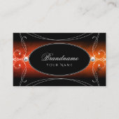 Carte De Visite Luxe Black Orange Ornate Bijoux Éparkle Style (Devant)