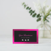 Carte De Visite Luxe Black Pink Sparkle Diamonds Professionnel (Debout devant)