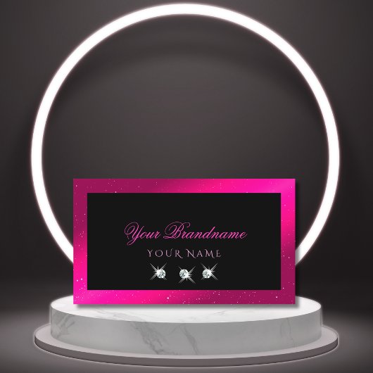 Carte De Visite Luxe Black Pink Sparkle Diamonds Professionnel