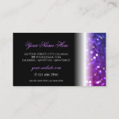 Carte De Visite Luxe Black Rose violet Parties scintillant étincel (Dos)