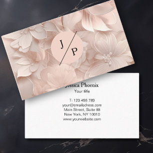 Carte De Visite Luxe, Bleu-Beige, Cercle, Fleur, Salon