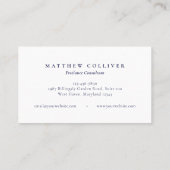 Carte de visite luxe bleu marine monogramme (Dos)