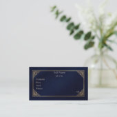 Carte de visite Luxe Bleu Nuit Art Déco Or (Debout devant)