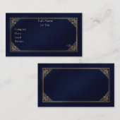 Carte de visite Luxe Bleu Nuit Art Déco Or (Devant / Derrière)
