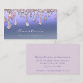 Carte De Visite Luxe Blue Foil Parties scintillant Drives maquilla (Devant / Derrière)