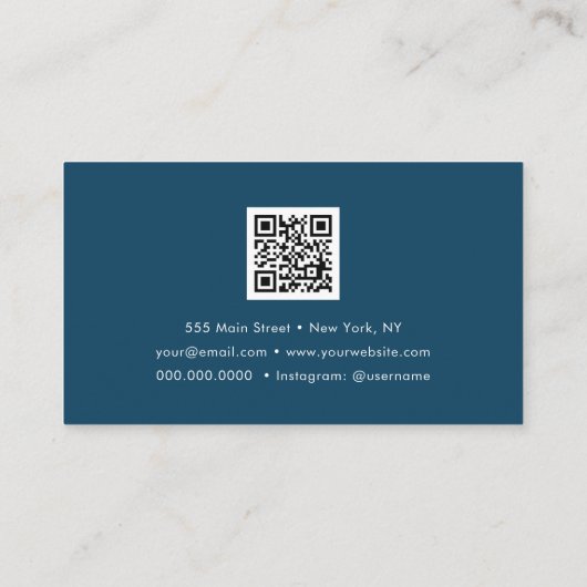 Carte De Visite Luxe Blue Gold QR Code Mode tendance moderne (Dos)