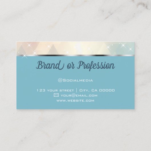 Carte De Visite Luxe Blue Triangle Motif Parties scintillant  Étoi (Dos)