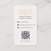Carte De Visite Luxe Blush Rose Monogramme Marine bleu QR Code (Dos)