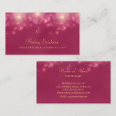 Carte De Visite Luxe Bokeh Rose Twinkle coiffeur professionnel (Devant / Derrière)