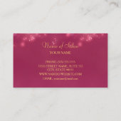 Carte De Visite Luxe Bokeh Rose Twinkle coiffeur professionnel (Dos)