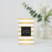Carte De Visite Luxe Bold Faux Gold et White Stripes (Debout devant)