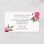 Carte De Visite Luxe Bold Roses d'aquarelle (Dos)