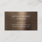 Carte De Visite Luxe bronze Brown Monogramme de métal Consultant (Dos)