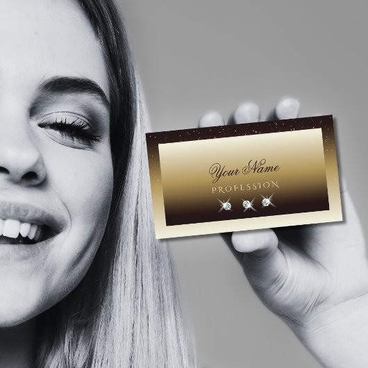 Carte De Visite Luxe Brown Beige Ombre Sparkle Diamonds Design
