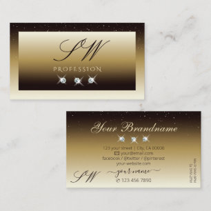 Carte De Visite Luxe Brown Beige Ombre Sparkle Diamonds Monogramme