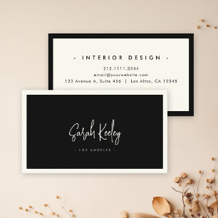 Carte De Visite Luxe Calligraphie Minimale Chic Style Noir