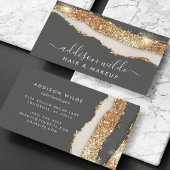 Carte De Visite Luxe Charbon Gris Et Or Paillettes Tendance Script