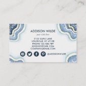 Carte de visite Luxe Chic Agate Pailletée Bleue (Dos)