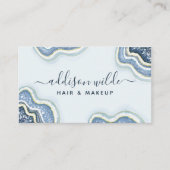 Carte de visite Luxe Chic Agate Pailletée Bleue (Devant)