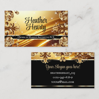Carte De Visite Luxe Chic Deluxe Black Gold Or Ombre Ornate