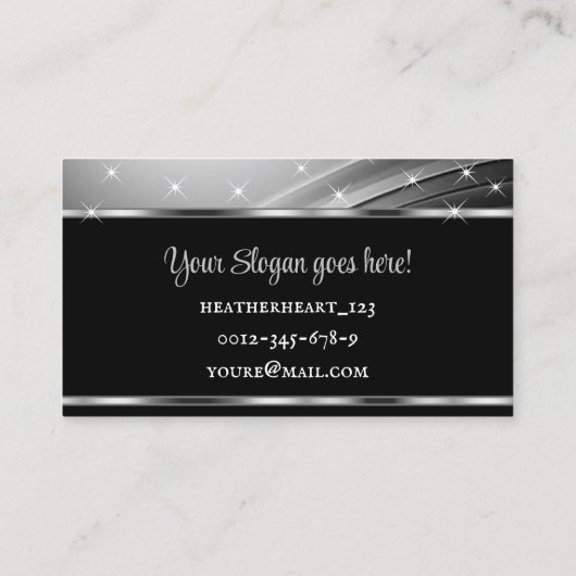 Carte De Visite Luxe Chic Deluxe Liquide Silver Steel Chrome Gris (Dos)