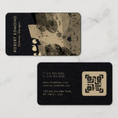 Carte De Visite Luxe Chic Golden Artistique unique QR Abstrait (Devant / Derrière)