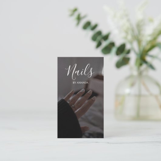 Carte De Visite Luxe Chic Nails Salon Manucure QR Code Beauté (Debout devant)