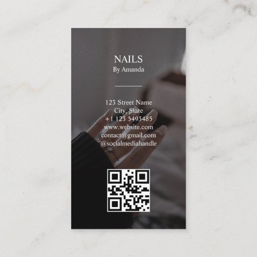 Carte De Visite Luxe Chic Nails Salon Manucure QR Code Beauté (Dos)