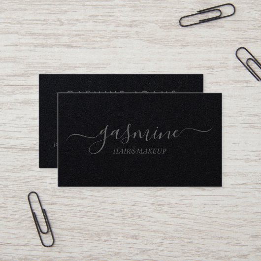 Carte De Visite Luxe Chic Premium Signature noire et grise (Devant/Arrière en situation)