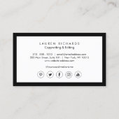 Carte De Visite Luxe classique noir et blanc avec les médias socia (Dos)
