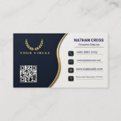 Carte de visite luxe code QR couronne Navy Blue et (Dos)