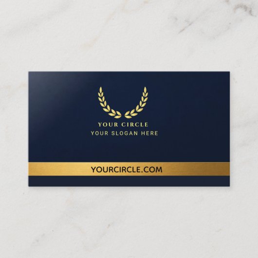 Carte de visite luxe code QR couronne Navy Blue et (Devant)