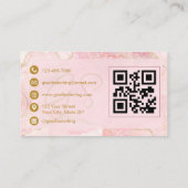 Carte de visite Luxe Code QR Marbre Agate Rose Gol (Dos)