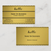 Carte De Visite Luxe Couleur dorée Salut Bonjour Message Élégant (Devant / Derrière)