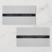 Carte De Visite Luxe Cuir blanc et noir (Devant / Derrière)
