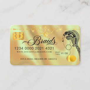Carte De Visite Luxe Diamond Foil Cheveux Braiding Credit Style Bu