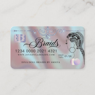 Carte De Visite Luxe Diamond Foil Cheveux tressage style crédit