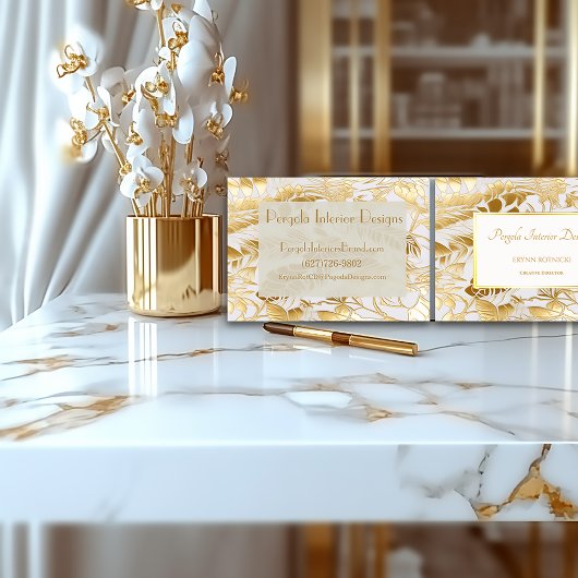 Carte De Visite Luxe doré Monstera Or Design Leaf sur mesure