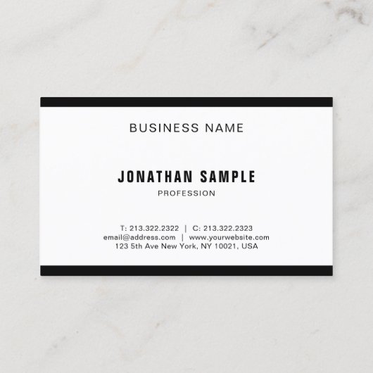 Carte De Visite Luxe élégant blanc noir moderne de conception (Dos)