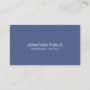 Carte De Visite Luxe Elegant Bleu Simple Plaine Professionnel