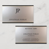 Carte De Visite Luxe élégant de modèle d'argent d'or de monogramme (Devant / Derrière)