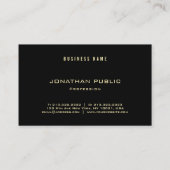 Carte De Visite Luxe élégant de modèle de noir de nom d'or moderne (Dos)