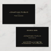 Carte De Visite Luxe élégant de modèle de noir de nom d'or moderne (Devant / Derrière)