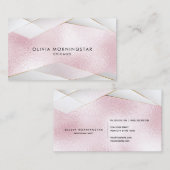 Carte De Visite Luxe Elegant Faces blanches en or rose (Devant / Derrière)