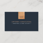 Carte De Visite Luxe élégant Faux Cuivre Foil & Blue (Devant)