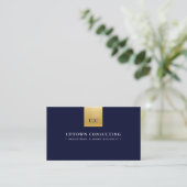 Carte De Visite Luxe élégant Faux Gold Foil & Navy Blue (Debout devant)