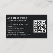 Carte De Visite Luxe élégant mat noir et gris QRcode (Dos)