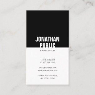 Carte De Visite Luxe Élégant Noir Blanc Professionnel Épuré Simple