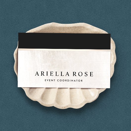 Carte De Visite Luxe Elegant noir et Marbre blanc